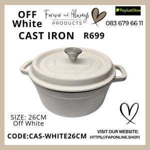CAST IRON CASSEROLE POT (OFF WHITE) 26CM