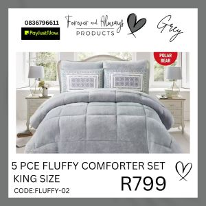 5 PCE FLUFFY KING COMFORTER SET