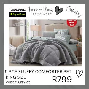 5 PCE FLUFFY KING COMFORTER SET